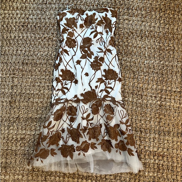 Marchesa | Dresses | Marchesa Notte Gold And Ivory Embroidered Dress |  Poshmark
